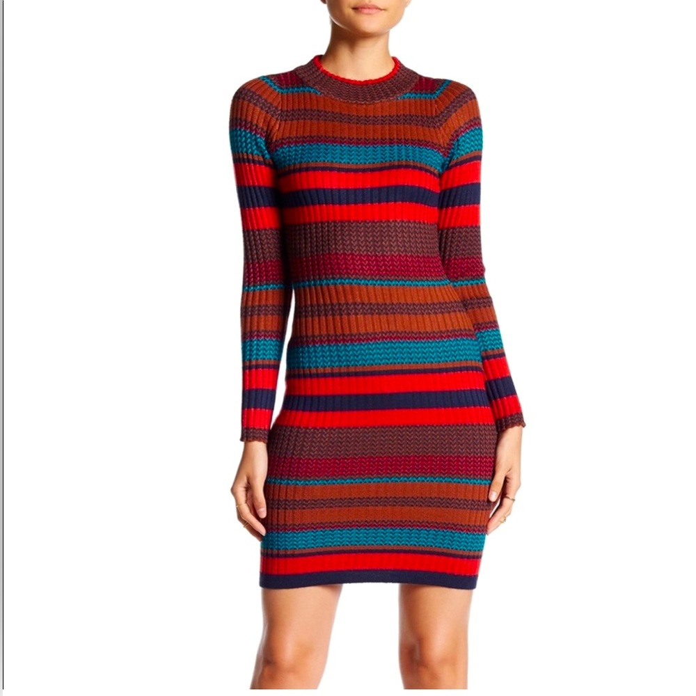 GIANNI BINI Long sleeve stripe sweater dress size Large